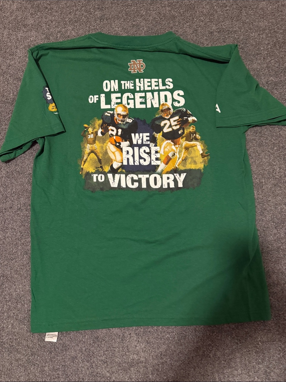 Notre Dame Green 'On The Heels of Legends' Football Tee 2013